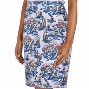 Nine West Sailing Beach Themed Pencil Skirt